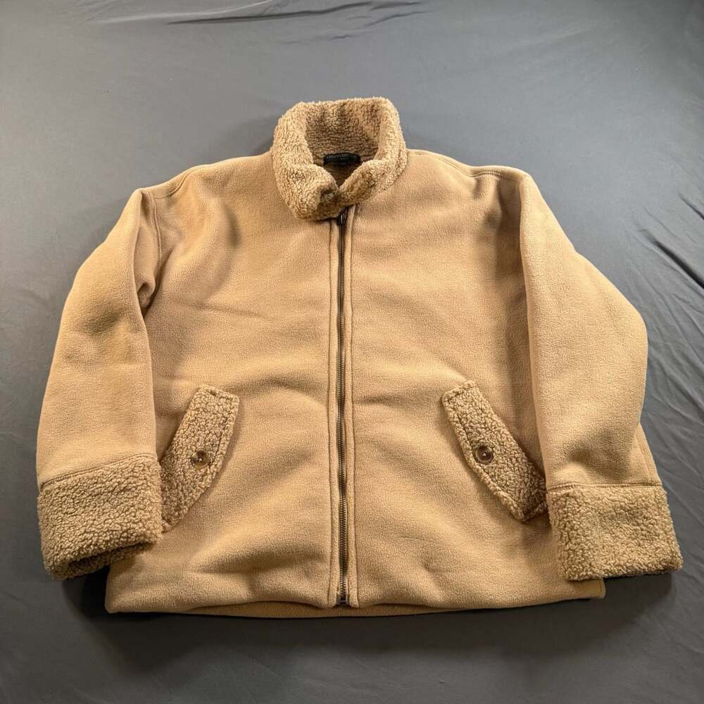 Banana Republic Sherpa Bomber Jacket Women’s Petite S Tan Fleece Full Zip